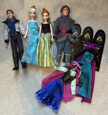 RARE Disney Store Frozen Dolls & Clothes Deluxe Gift Set Anna Elsa Kristoff Hans