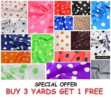 Cotton Print Large Polka Dot Spot, Dress-making 1" Spots Crafts Fabric Material