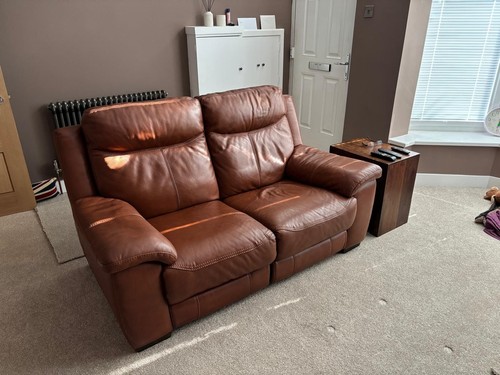 Seater tan leather recliner - leather,