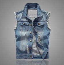 Men Jean Vest Jacket