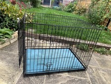 Metal Dog Crate Large 36” / 92cms Wide Solid Base, Two Doors and a Water Bowl