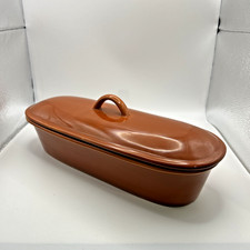 Sainsbury Fish Kettle Oval Casserole Dish Orange Vintage Cookware Collectible