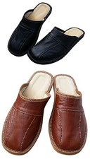 Leather Slippers for Men Comfort Shoes Sandal Slip On Mule Black Brown Size 6-11