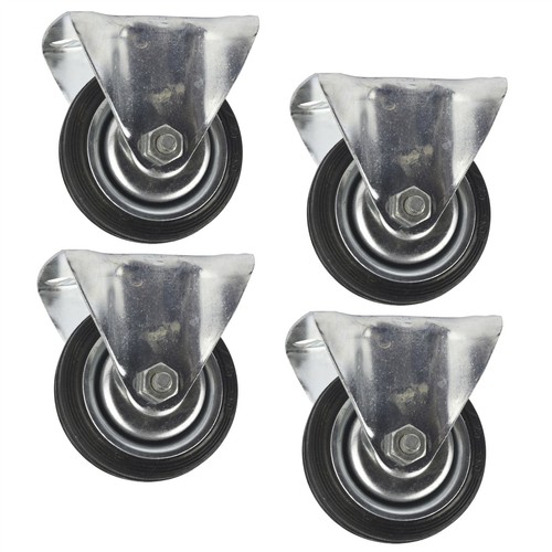 Rubber fixed castor - (75mm),