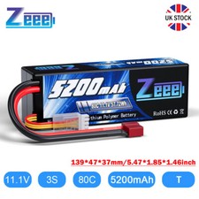 Zeee 11.1V 3S LiPo Battery T Plug 5200mAh 80C for RC Car Boat Helicopter Truck