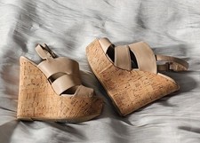 Vintage Atmosphere Y2k cream nude gold wedge sandals retro unique high platform