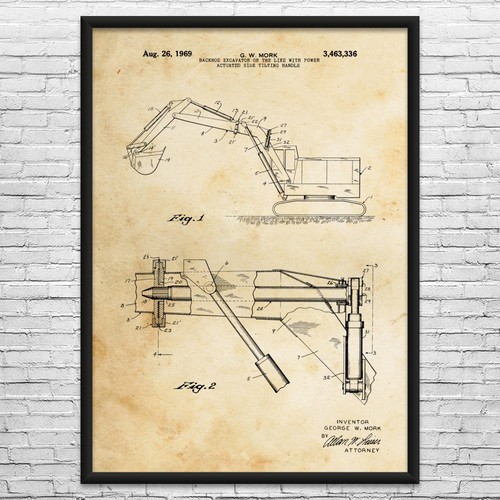 Backhoe excavator patent wall - excavator,
