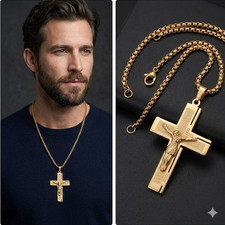 Men Women Cross Necklace PVD