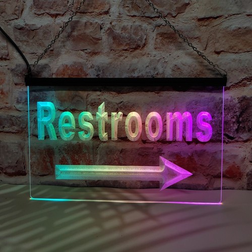 Restrooms toilet arrow led - restrooms,