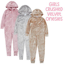 Kids Girls Teen 1Onesie Velvet Hooded Jumpsuit Pyjamas All in One One Piece 7-13