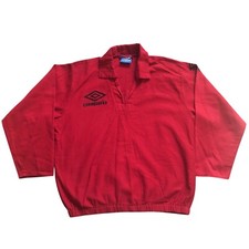 Vintage Umbro Pro Training Drill Top Sweatshirt Men’s Large Red 90s Football