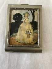 Vintage Matchbox Holder Gwenda Crinoline Lady, Art Deco Silver Plated