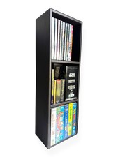 Faux Leather & Suede-effect Storage Tower Rack Shelf | CD DVD VHS Games Books