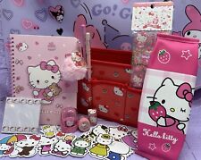 HELLO KITTY Storage Desk Tidy Sanrio Stationary Notebook Stickers Pencil Case