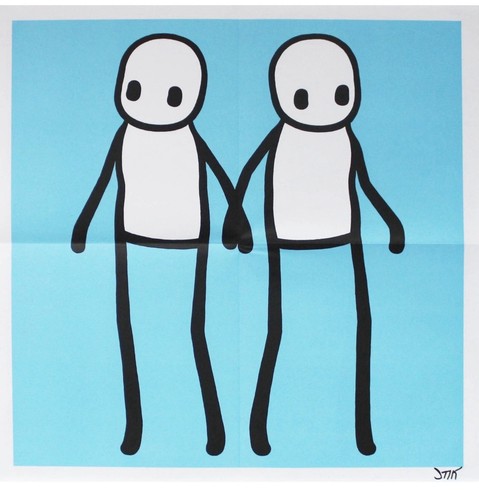 Stik holding hands - -,