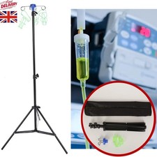 210cm Portable IV Pole Drip Bag Stand Intravenous Foldable Pole Stand Black UK
