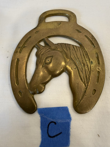 Brass horse medallion antique - medallion,