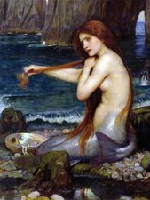 Waterhouse Mermaid Old Master Art Painting Print 12X16 Inch Poster Art 1677Om