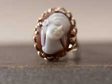Handmade Vintage 9ct yellow gold shell Cameo Ring, UK size P, US size 71/2
