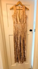 Gold Sequinned Jumpsuit With V