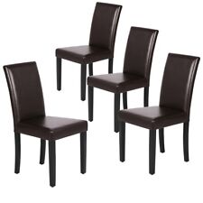 Dining Chairs Set of 4 High Back PU Leather Kitchen Chair Modern Wood Legs Home