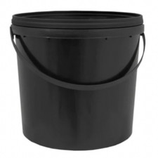 20L Black Plastic Bucket With Handle & Lid Food Safe Heavy Duty Multi Use Bucket