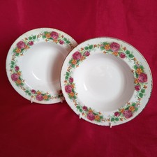 VINTAGE PAIR OF, ARGYLE BONE CHINA DESIGN, 'ROSE GARDEN' SOUP BOWLS