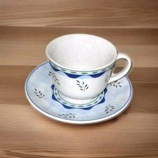 retro English BHS Rivermead  Tea Cups and Saucers blue and white