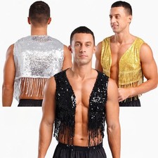 UK Men Sequin Fringe Vest