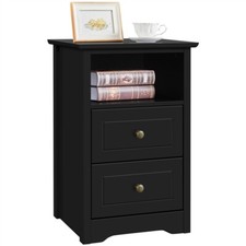 Black Bedside Tables with Drawers, Bedside Cabinets Chest of Drawers for Bedroom