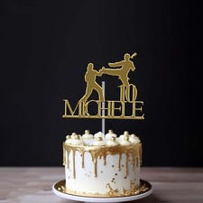 Personalised Kickboxing  Acrylic Mirror Cake Topper Custom Any Name & Age Awards