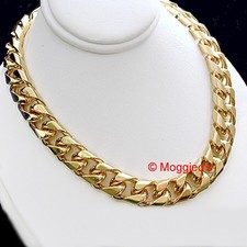 ALL SIZES 16"-30" 10mm Men SQUARE CURB Link 14K Gold GL Necklace LIFETIME GUAR