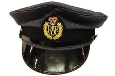 RAF Royal Air Force Peaked Cap + Strap + Badge British Army Dress Uniform 56 cm