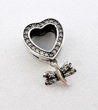 Love Heart Dragonfly Charm For