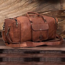 Leather Bag Travel Luggage Gym Weekend Duffle Holdall Duffel Genuine Sports Mens