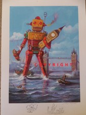 Trophy Robot, London - Raymond Campbell print signed with unique remarques