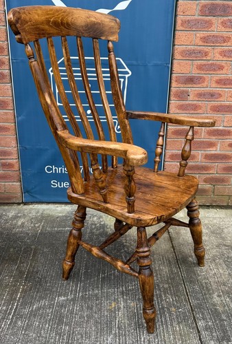 Vintage beech lath high back - high,