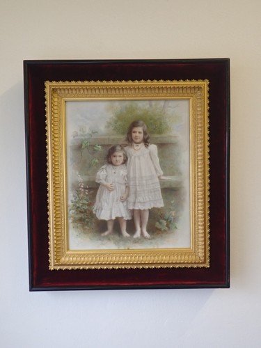 Vintage velvet and gilt - , framed