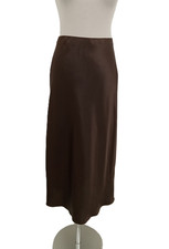 Women skirt brown - brown, satin