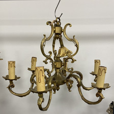 Heavy Antique Bronze French 6-Arm Chandelier H42cm W52cm