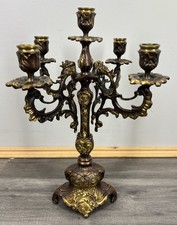 Candelabra Vintage French Brass 5 Arm Ornate Rococo Candle Holder LOT 4431