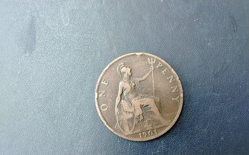 British 1901one penny coin - ,
