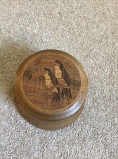 Vintage Wooden Lidded Box Birds Forest Woodcraft Marlborough Jewellery Trinket
