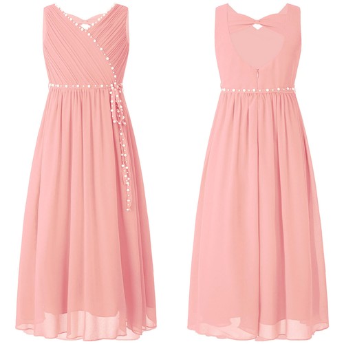 Kids girl neck beaded prom - v,