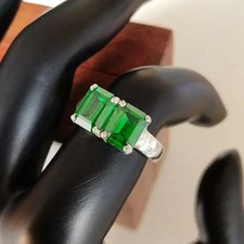 Art Deco Style Emerald&Lab