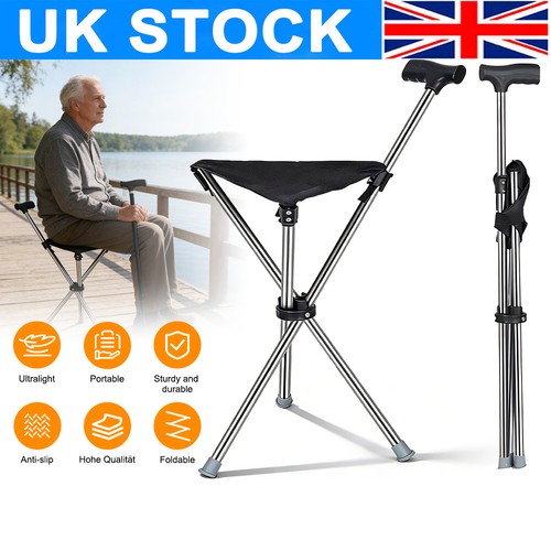 Folding walking stick - folding, seat