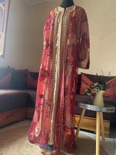 Red tulle 10/25 Moroccan caftan  kaftan dress Jellaba takchita 2 piece 