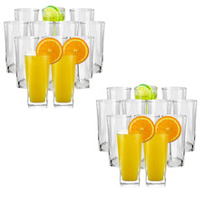 Set of 6 Clear Glass Tall Water Juice Drinking Highball Tumbler Glasses 255ml