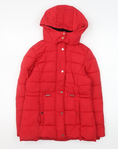 George girls red hooded - red, puffer