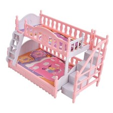 Doll House Furniture Bunk Beds Toy Miniature Double Bed for Kids Girls Children